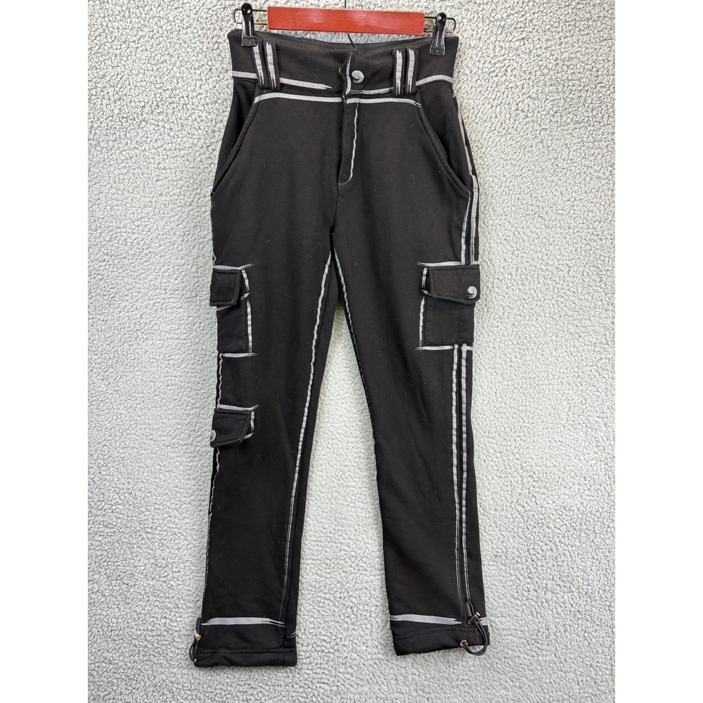 Maniere De Voir Contrast Piping Cargo Pants Womens 8 Black Streetwear Utility